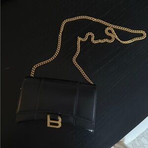 Balenciaga Hourglass Wallet on Chain Black Gold Hardware